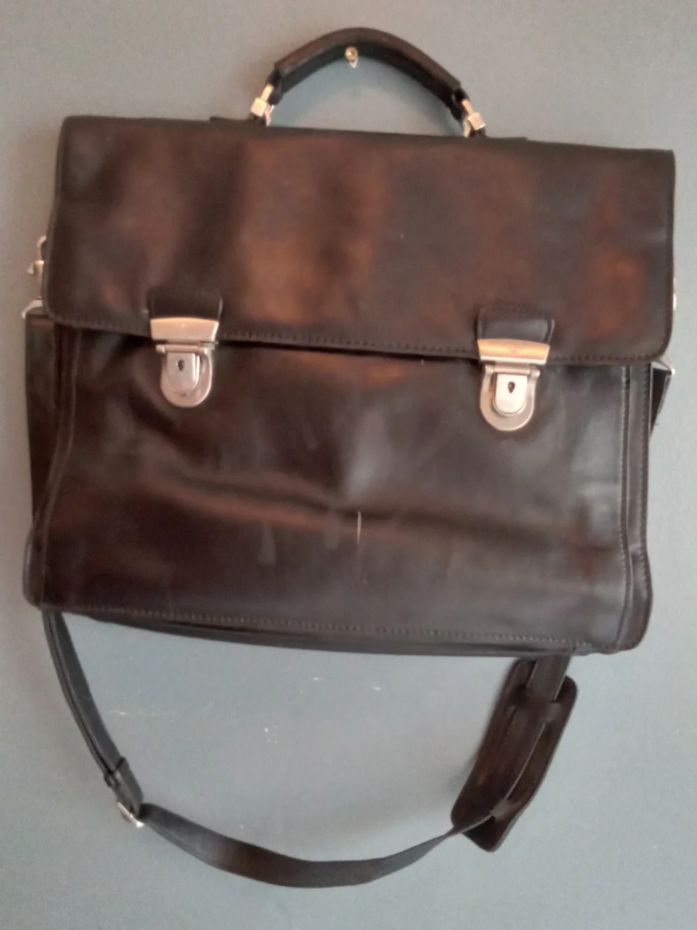 Picard 1928 Black Leather Briefcase Messenger Bag with‎ Shoulder Strap